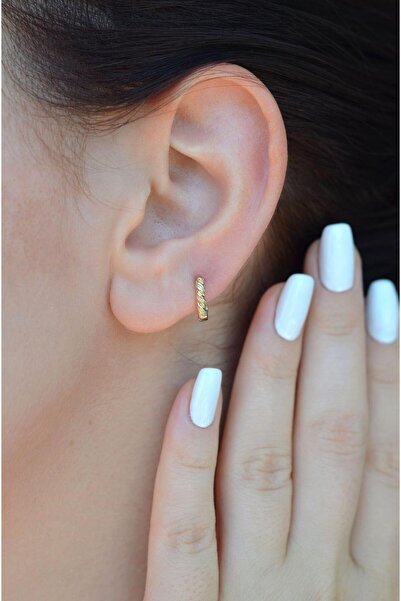 Sacce Scarves&Accessories Rodyum Gold Burgu Halka Helix Piercing Kıkırdak Küpesi Lob Altın Model Tek Adet