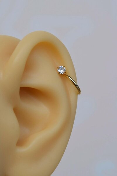 Sacce Scarves&Accessories Gold Düz Halka Helix Piercing Halka Düz Conch Piercingi
