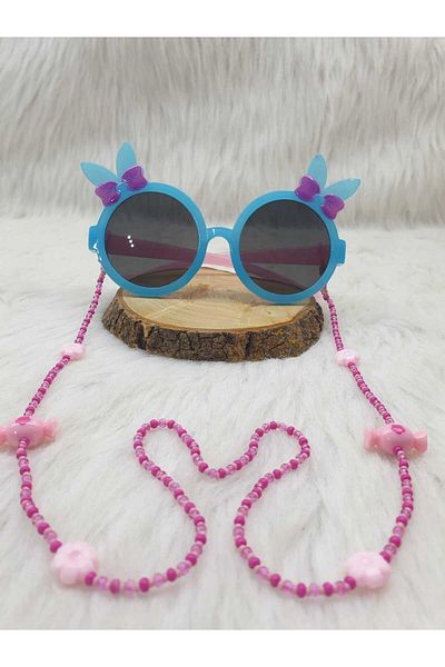 HAPPY HANDMADE Girl's Glasses with Chain Candy Figure - Bead Detailed Children's Strap Glasses