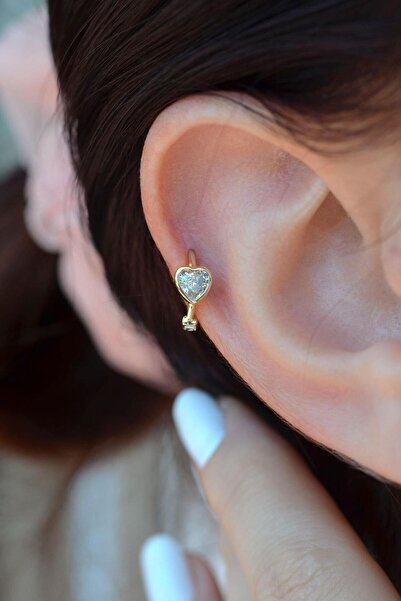 Sacce Scarves&Accessories Tektaş Kalp Helix Piercing Kıkırdak Lob Halka Model Küpe Tek Adet