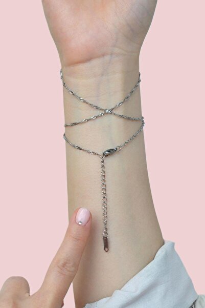 Sacce Scarves&Accessories Gümüş Renkli Çelik Zincir Şahmeran