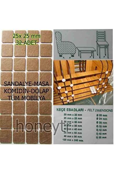 istoç Sandalye, Masa Mobilya Ayağına Zemin Koruyucu Keçe 25x25cm 32adet
