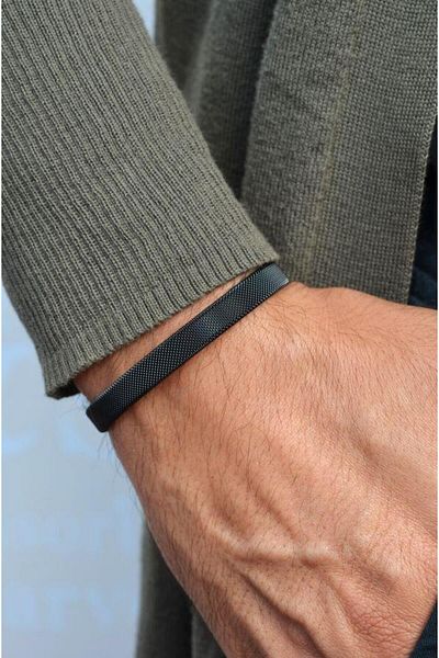 Sacce Scarves&Accessories 316 L Steel Black Fine Mesh Steel Handcuff Bracelet