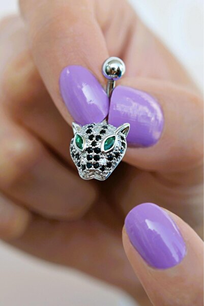 Sacce Scarves&Accessories Çelik Kaplan Figürlü Göbek Piercing Gümüş Renk