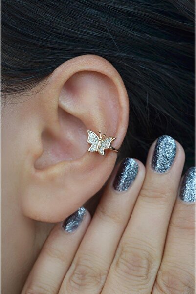 Sacce Scarves&Accessories Sıkıştırmalı Kıkırdak Küpesi Mini Kelebek Earcuff