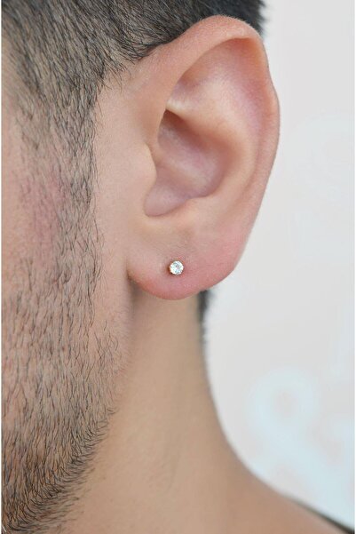 Sacce Scarves&Accessories حلق سوليتير ذهبي للرجال من الفولاذ 2 ملم