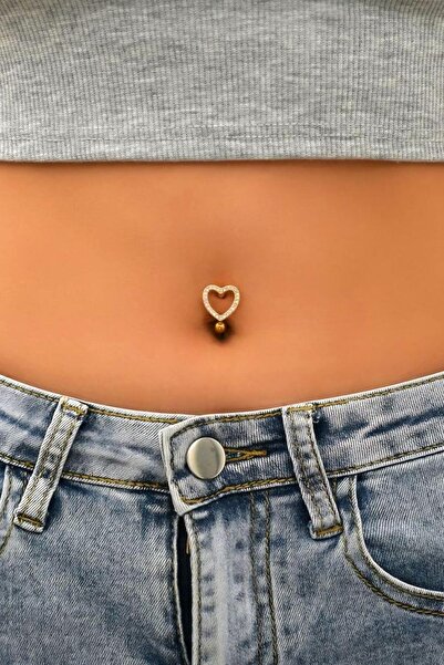 Sacce Scarves&Accessories Kalp Model Göbek Piercingi Gold Renkli