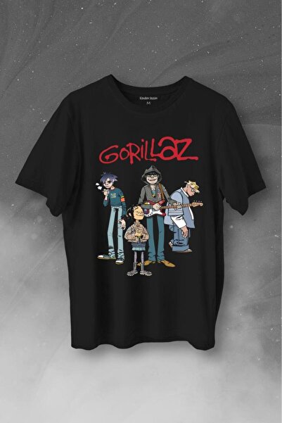 Kendim Seçtim Gorillaz 2d Rock Band Blur Damon Albarn Feel Good Baskılı Tişört Unisex T-shirt