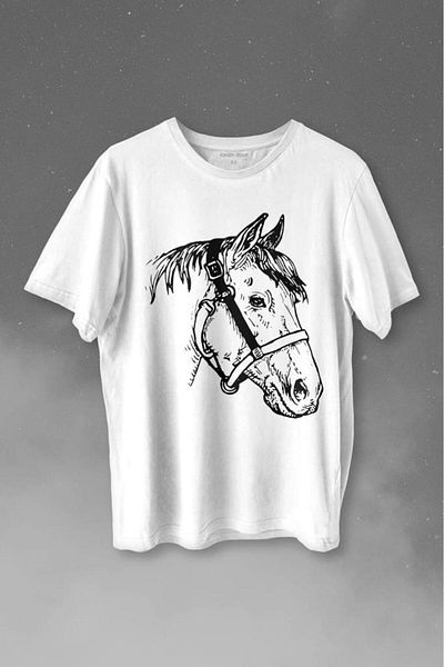 Kendim Seçtim Μπλουζάκι Unisex T-shirt με τυπωμένο μπλουζάκι με πορτραίτο αλόγου
