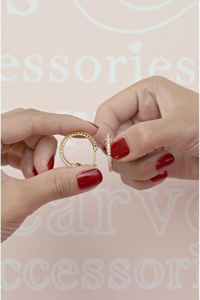 Sacce Scarves&Accessories Taşlı Halka Küpe 25 Mm