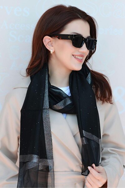 Sacce Scarves&Accessories شال حرير طبيعي أسود