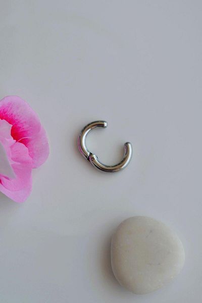 Sacce Scarves&Accessories Men's Silver Colored Steel Compression Hoop Earrings
