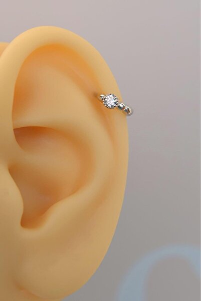 Sacce Scarves&Accessories Tektaş Gümüş Rengi Helix Tragus Kıkırdak Piercing