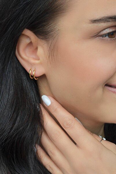 Sacce Scarves&Accessories Küçük Boy Çelik Halka Küpe Gold