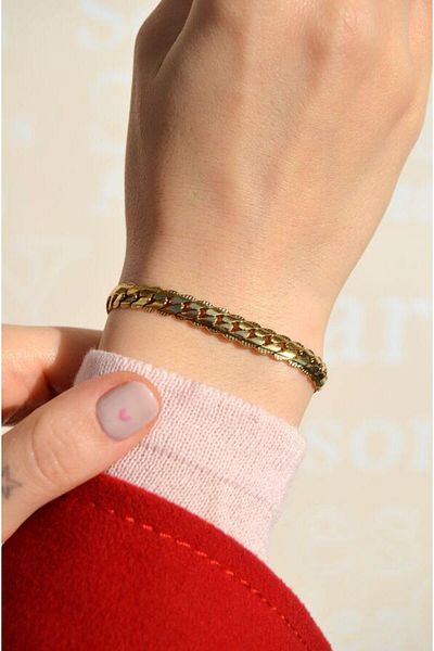 Sacce Scarves&Accessories Unisex Gold Color Thick Steel Chain Bracelet