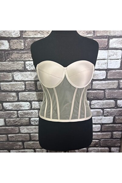 Metay Design Tül Transparan Korse & Büstiyer  Klasik Yaka - Ten