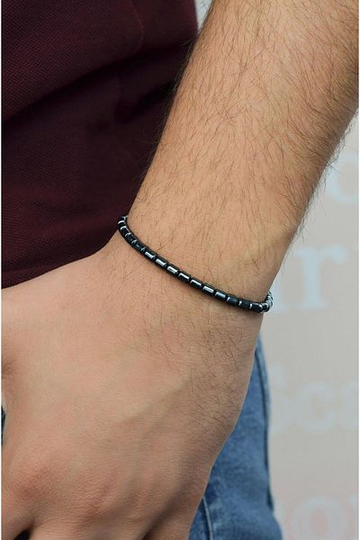 Sacce Scarves&Accessories Hematite Stone Men's Bracelet Adjustable