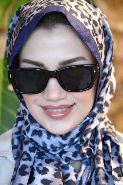 Sacce Scarves&Accessories Navy Blue Rimmed Leopard Print Shawl Black Tone Leopard Shawl