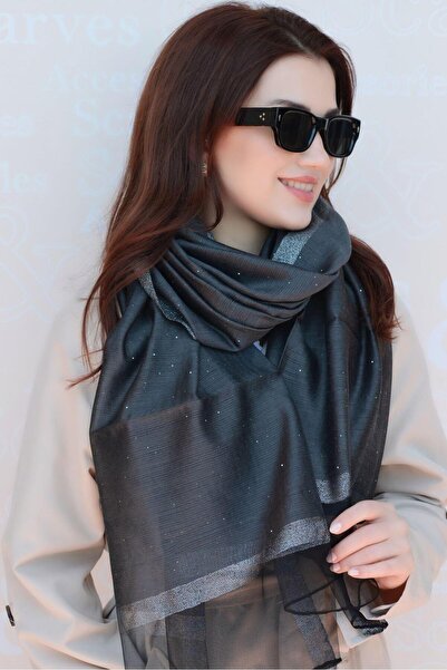 Sacce Scarves&Accessories شال من الحرير الطبيعي بلون أنثراسايت
