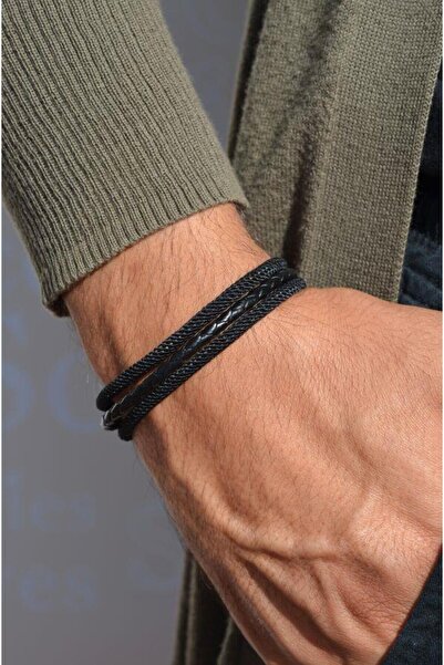 Sacce Scarves&Accessories Men's Multiple Leather Bracelet Simple Design Men's...