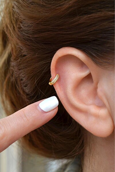 Sacce Scarves&Accessories Gold Bombeli Taşlı 5 mm Mini Halka Piercing Tragus Forward Helix Daith Helix