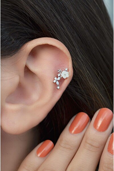 Sacce Scarves&Accessories Manolya Çiçek Piercing Helix Kıkırdak Gümüş Renk