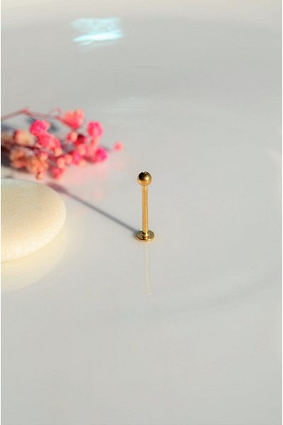 Sacce Scarves&Accessories Ball Tip Steel Piercing Lip Tongue 12 Mm Gold