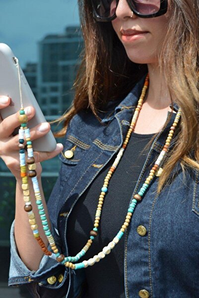 Sacce Scarves&Accessories Mavi Renkli Uzun Telefon Askısı Aksesuarı Charmı