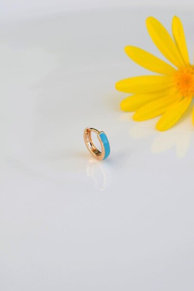 Sacce Scarves&Accessories Mavi Mineli Halka Helix Piercing Kıkırdak Küpesi