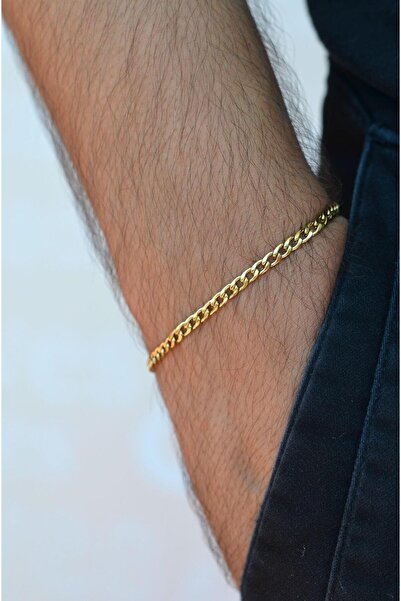 Sacce Scarves&Accessories Gold Men's Thin Steel Chain Bracelet
