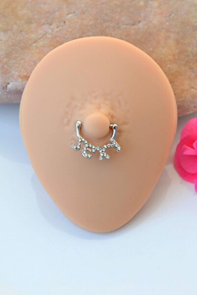 Sacce Scarves&Accessories Gümüş Renkli Sexy Yazılı Çelik Nipple Piercingi