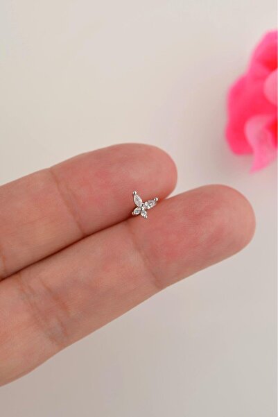 Sacce Scarves&Accessories Kelebek Piercing Helix Kıkırdak Lob Gümüş Renkli