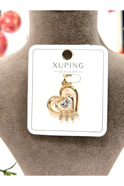 XUPING JEWELRY Kalpli Tek Taş Kolye Ucu (18K ROSE 2X2CM)