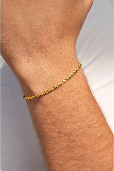 Sacce Scarves&Accessories Men's Steel Thin Chain Bracelet Gold Color