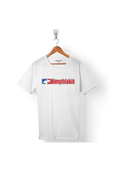 Kendim Seçtim تي شيرت Limpbizkit Logo رمز للجنسين - أبيض، روك راب Numetal T01...