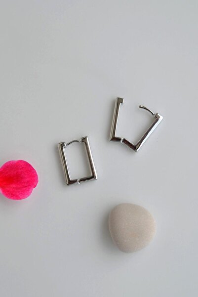 Sacce Scarves&Accessories Gümüş Renk Kare Dörtgen Halka Küpe