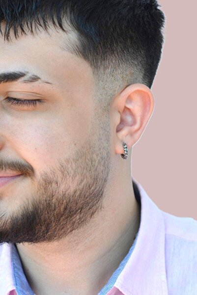 Sacce Scarves&Accessories Erkek Eskitme Kurukafalı Çelik Halka Küpe