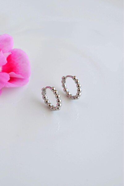 Sacce Scarves&Accessories Topçuklu Mini Halka Küpe Gümüş Rengi