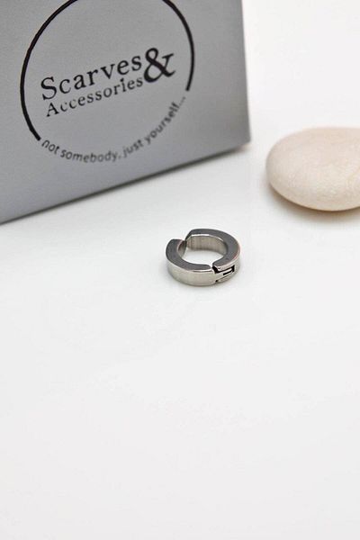 Sacce Scarves&Accessories Men's Compressed Non-Hole Steel Hoop Earring Single