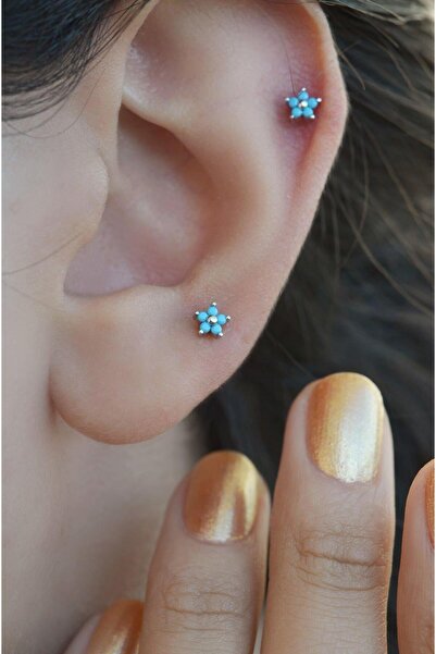 Sacce Scarves&Accessories Firuze Mini Çiçek Piercing Tragus Helix Kıkırdak