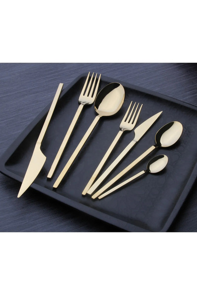DMR LİFE Artemia Home Diamond Gold 84 Piece Spoon Fork Set 18/10