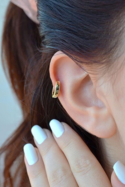 Sacce Scarves&Accessories Gold Rodyum Düz Küçük Helix Küpesi Kıkırdak Lob Günlük Kullanım