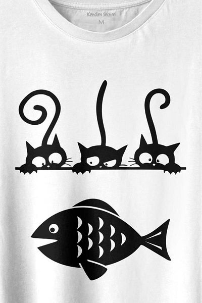 Kendim Seçtim Tricou Imprimat Pești și 3 Pisici Tricou unisex