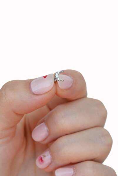 Sacce Scarves&Accessories Gümüş Renkli Taşlı Ay Figürlü Piercing Helix Kıkırdak Conch Lob