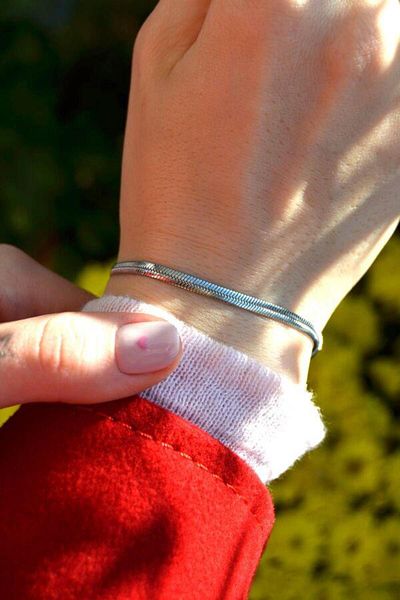 Sacce Scarves&Accessories Italian Chain Bracelet - 316 L Steel, Crushed Silver Color