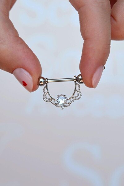 Sacce Scarves&Accessories Taşlı Dantel Model Çelik Nipple Piercingi Taş ve Da...