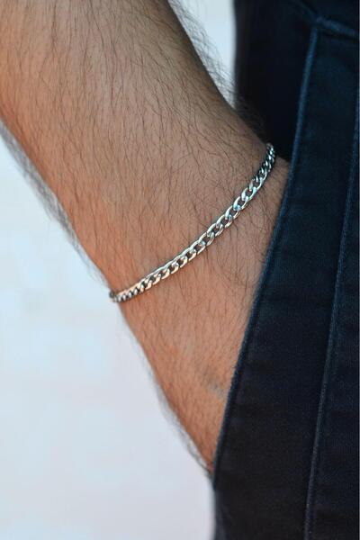 Sacce Scarves&Accessories Men's Thin Steel Chain Bracelet - Silver Color