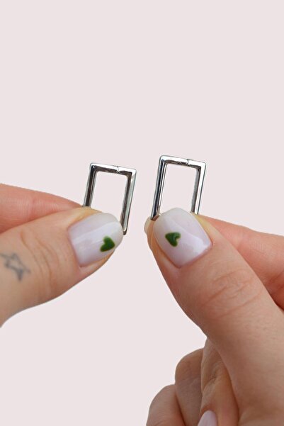 Sacce Scarves&Accessories Gümüş Renk Kare Dörtgen Halka Küpe