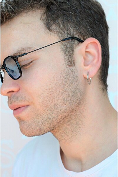 Sacce Scarves&Accessories حلق رجالي من الفولاذ باللون الفضي مقاس 20 مم مقاس كبير