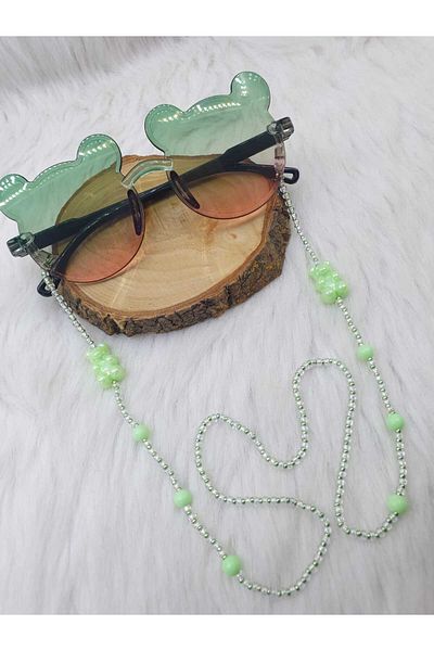 HAPPY HANDMADE Children's Eyewear Chain with Chain Bear Unisex Eyewear Strap Children's Eyewear Chain with Beads
